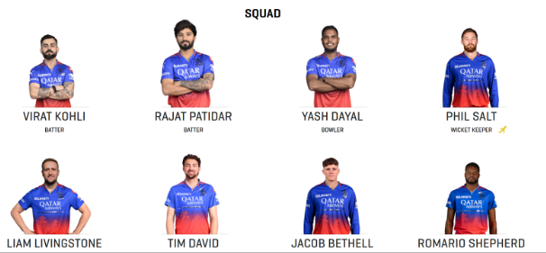 Royal Challengers Bengaluru Squad Royal Challengers Bengaluru Squad