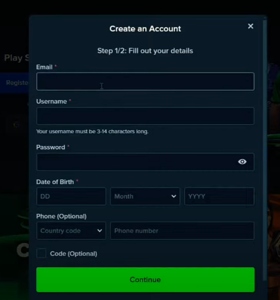 Sign up on the Stake website Sign up on the Stake website