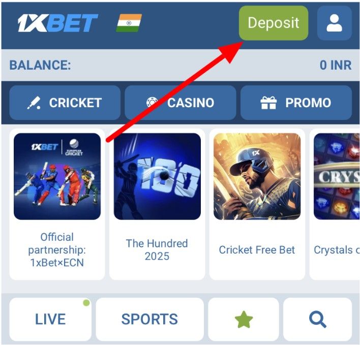 1xBet Deposit button 1xBet Deposit button