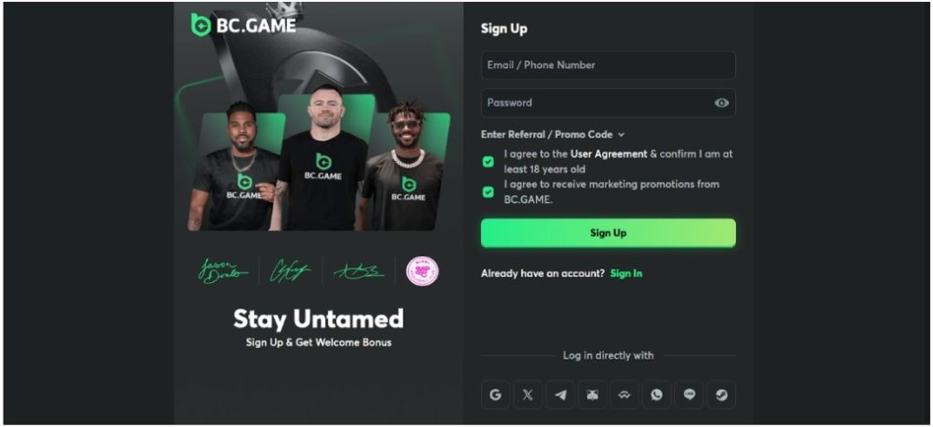 BC games Sign up page BC games Sign up page