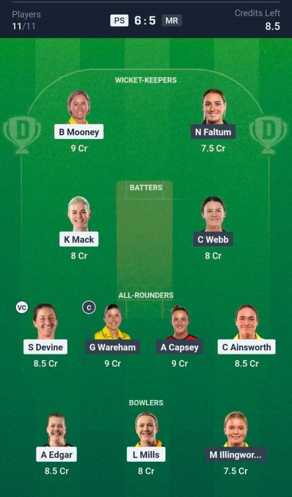 PS-W vs MR-W Dream11 Prediction PS-W vs MR-W Dream11 Prediction